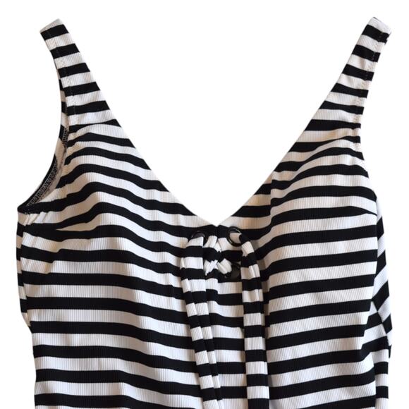 Calzedonia Black and White Striped Nautical One Piece Swimsuit Size L - Picture 2 of 8
